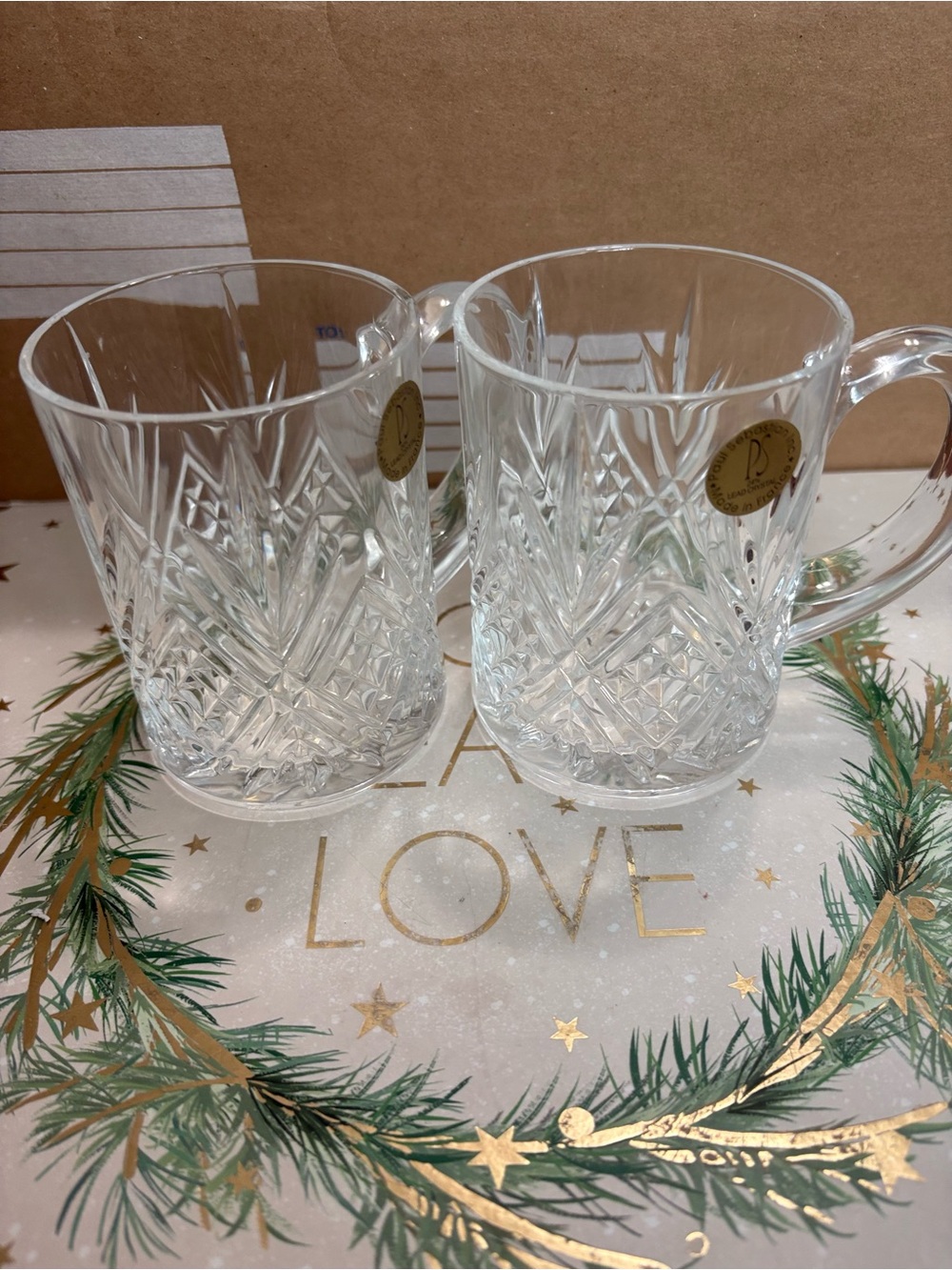 Vintage Paul Sebastian  Crystal Mugs Set of 2 Made in France